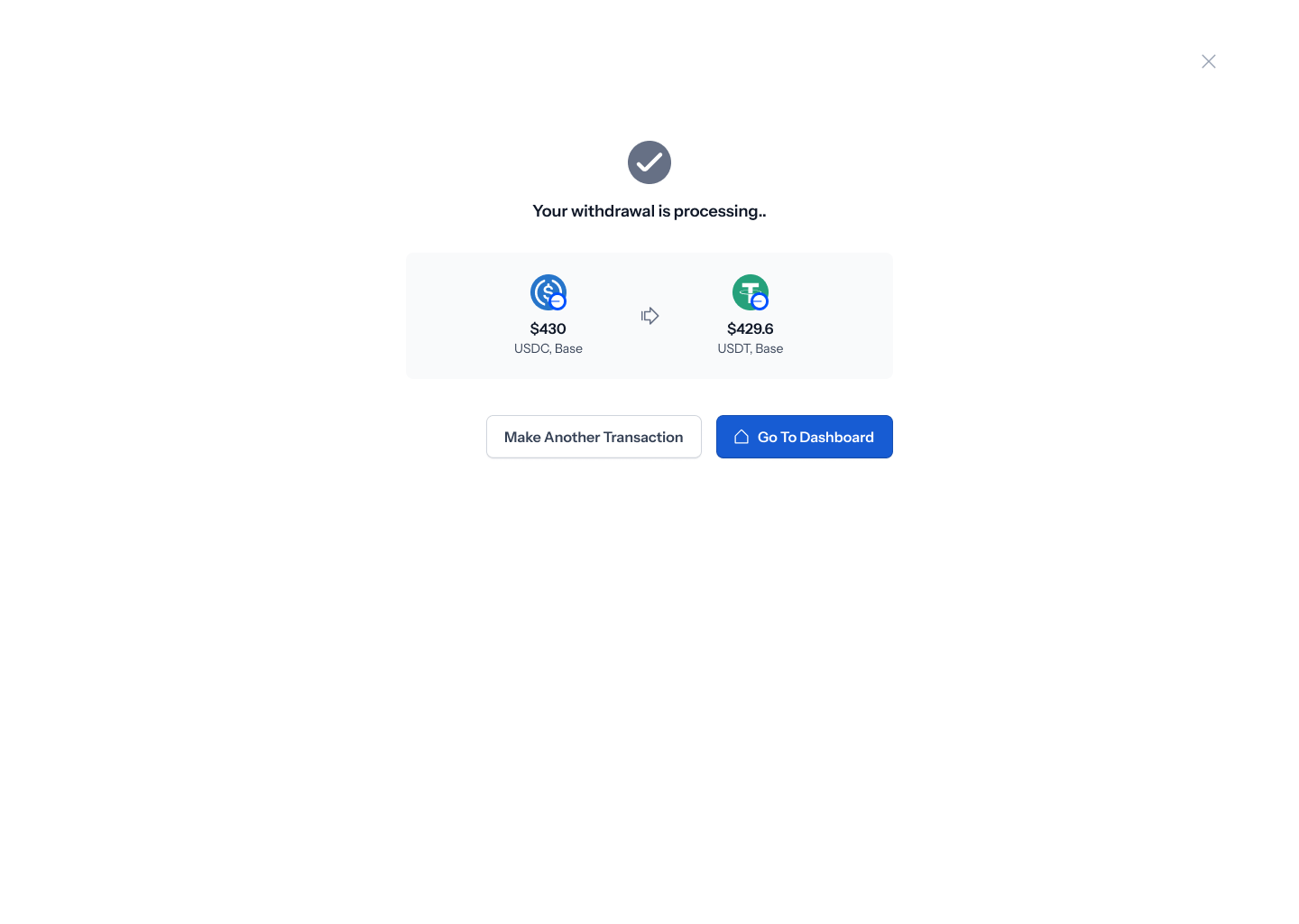 Swap confirmation
