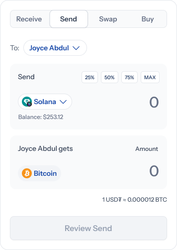 Ready for an amount, crypto payout