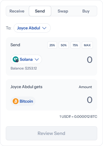 Ready for an amount, crypto payout