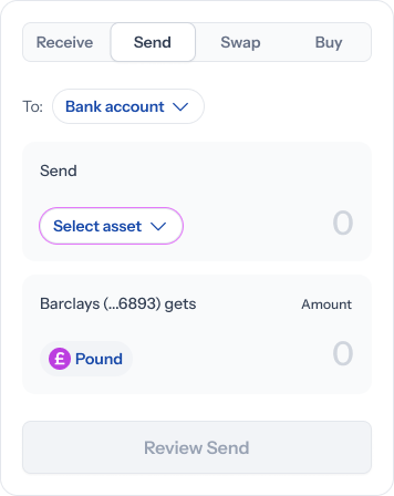 Destination locked to a bank account and currency
