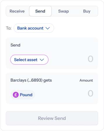 Destination locked to a bank account and currency