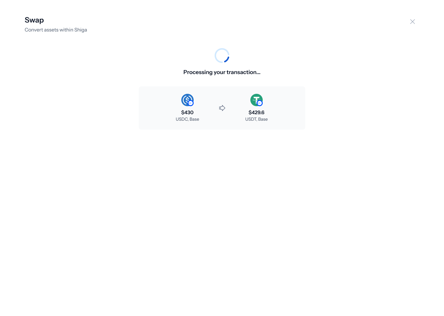 Processing your swap