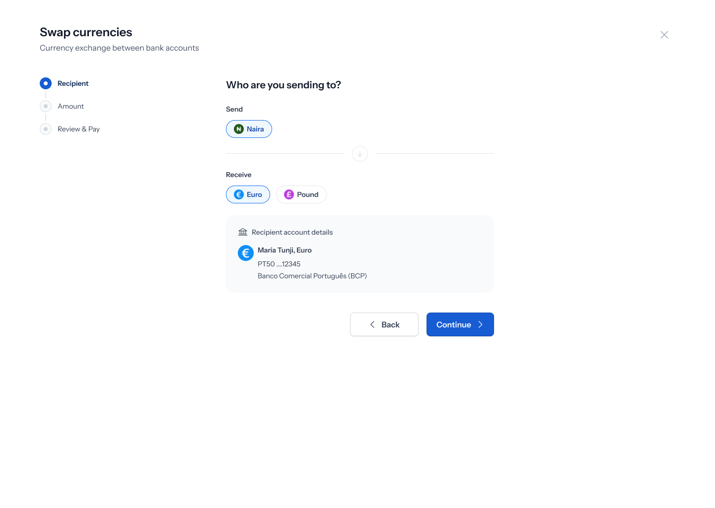 Recipient filled