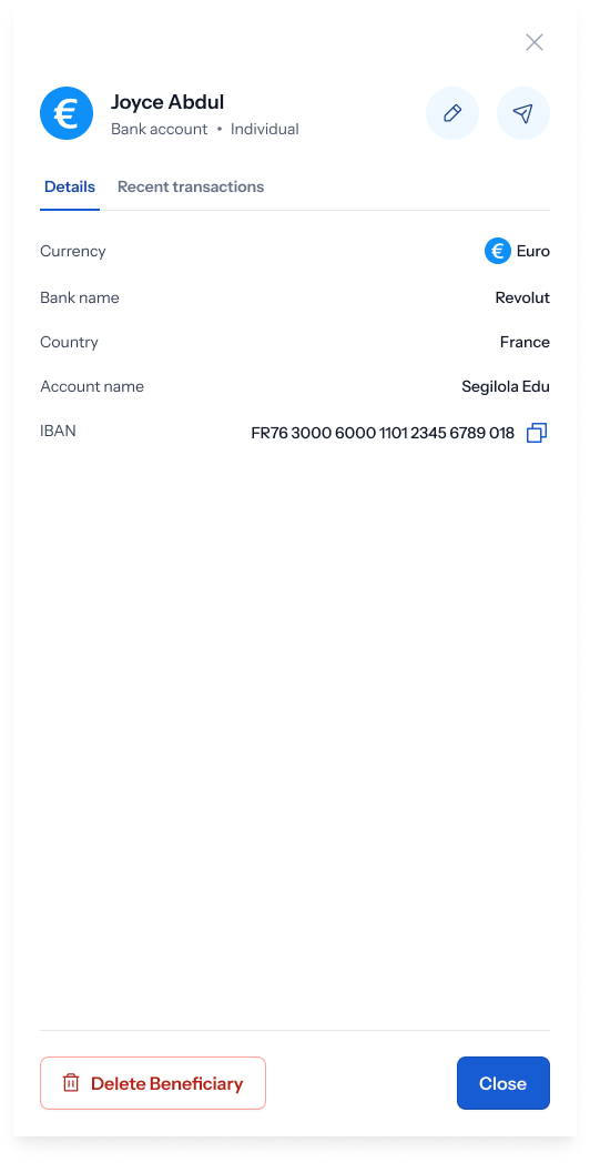 Euro bank account details