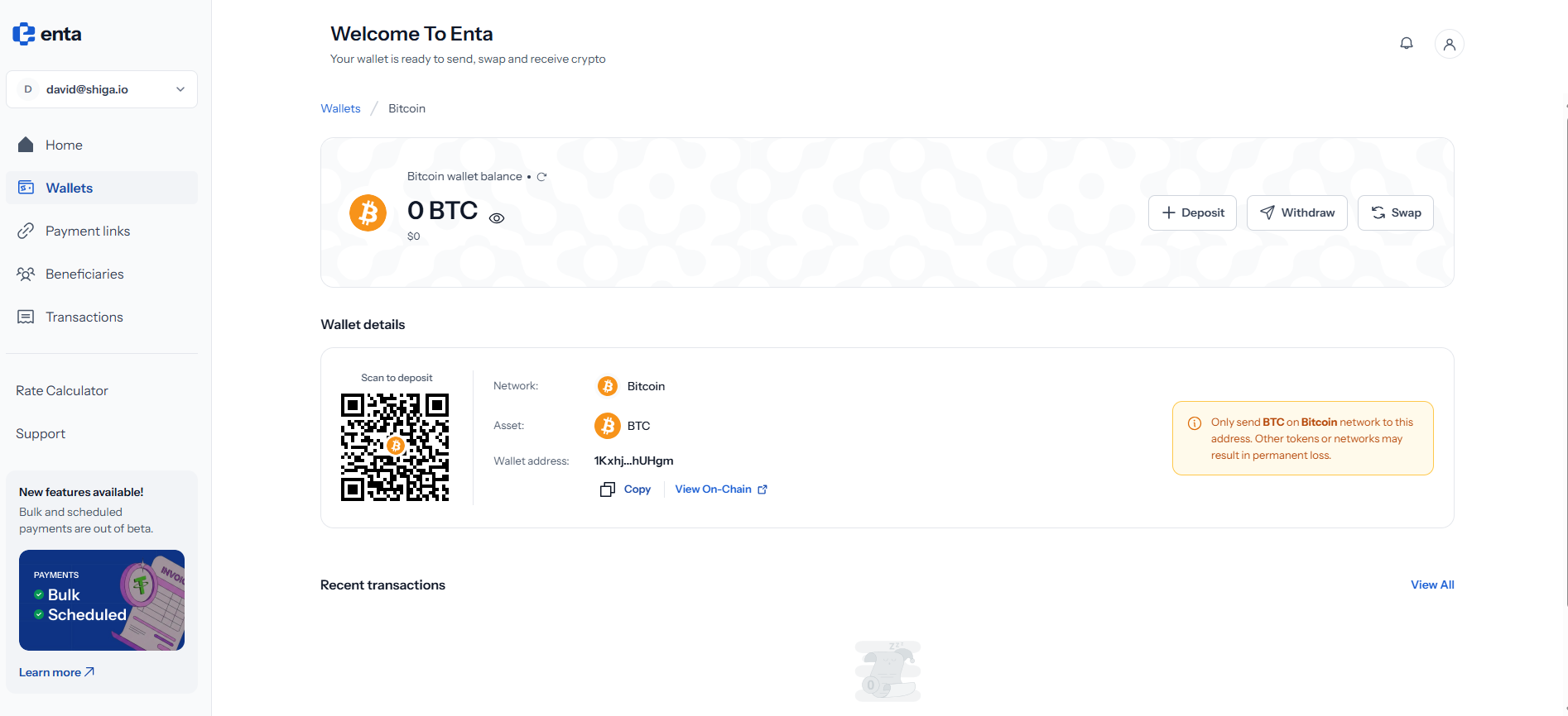 The Bitcoin network wallet
