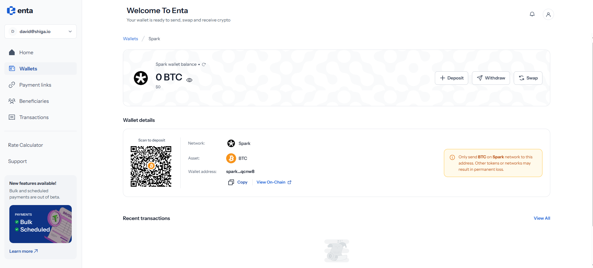 The Spark network wallet