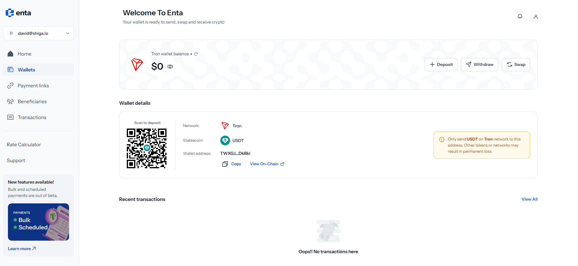 The Tron USD₮ wallet