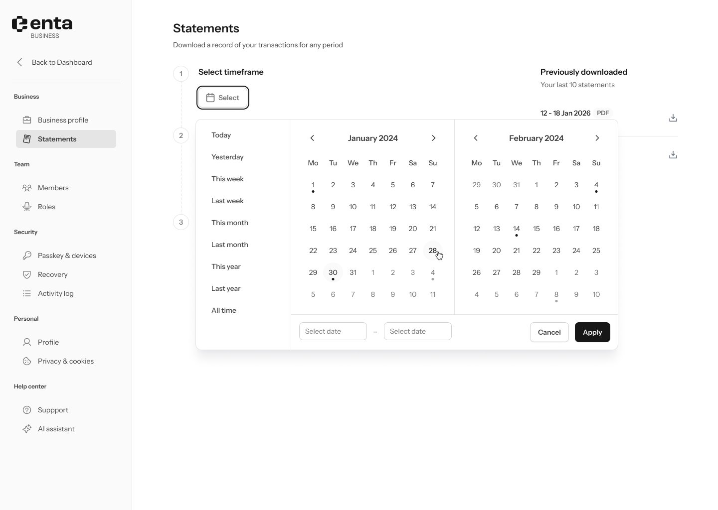 Statements — selection state
