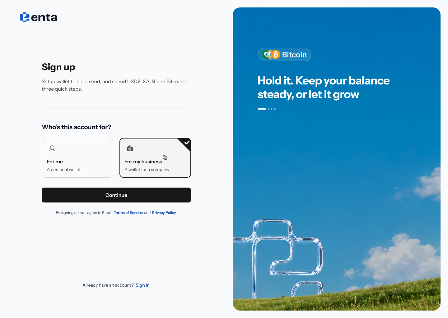 Business card selected