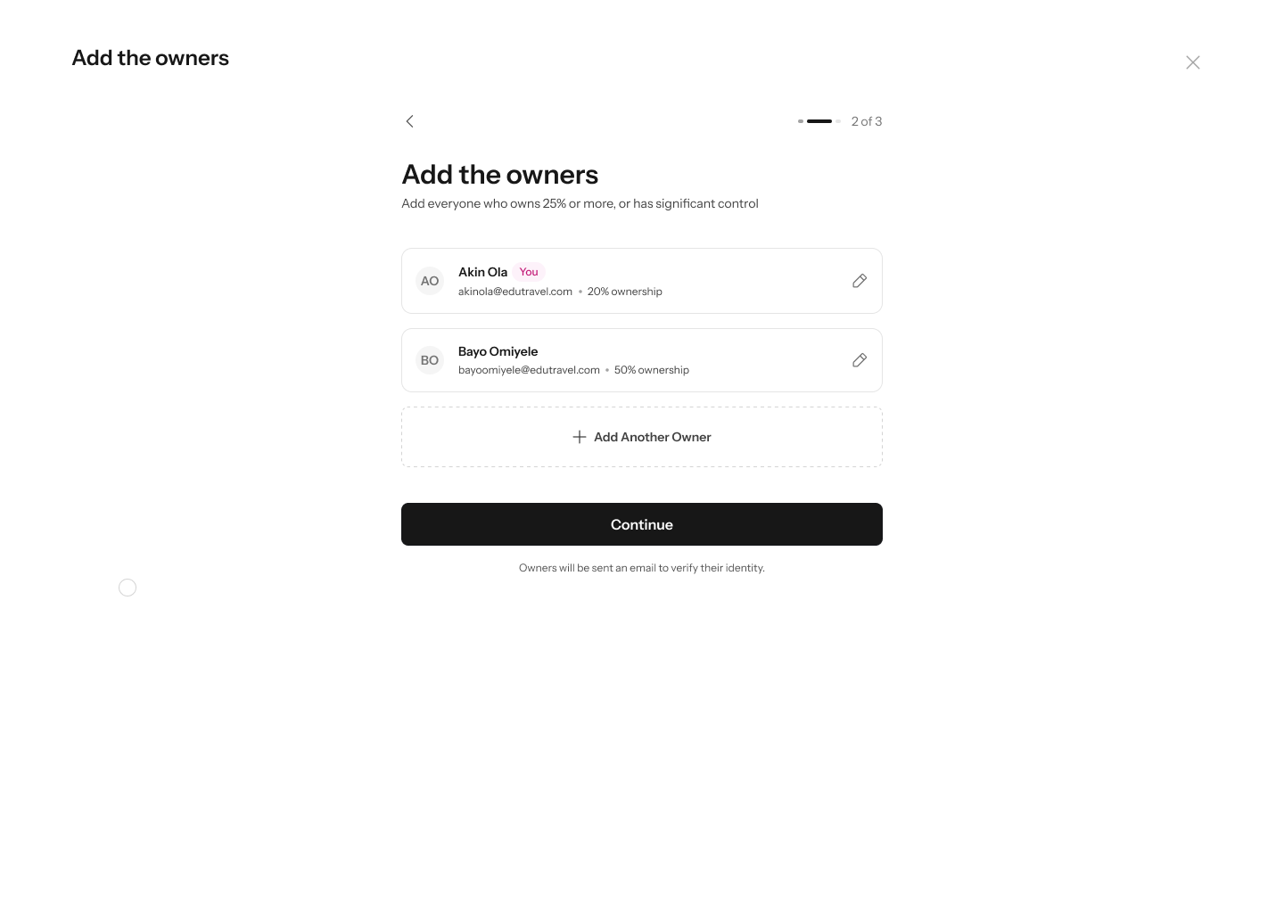 Add owners, filled in