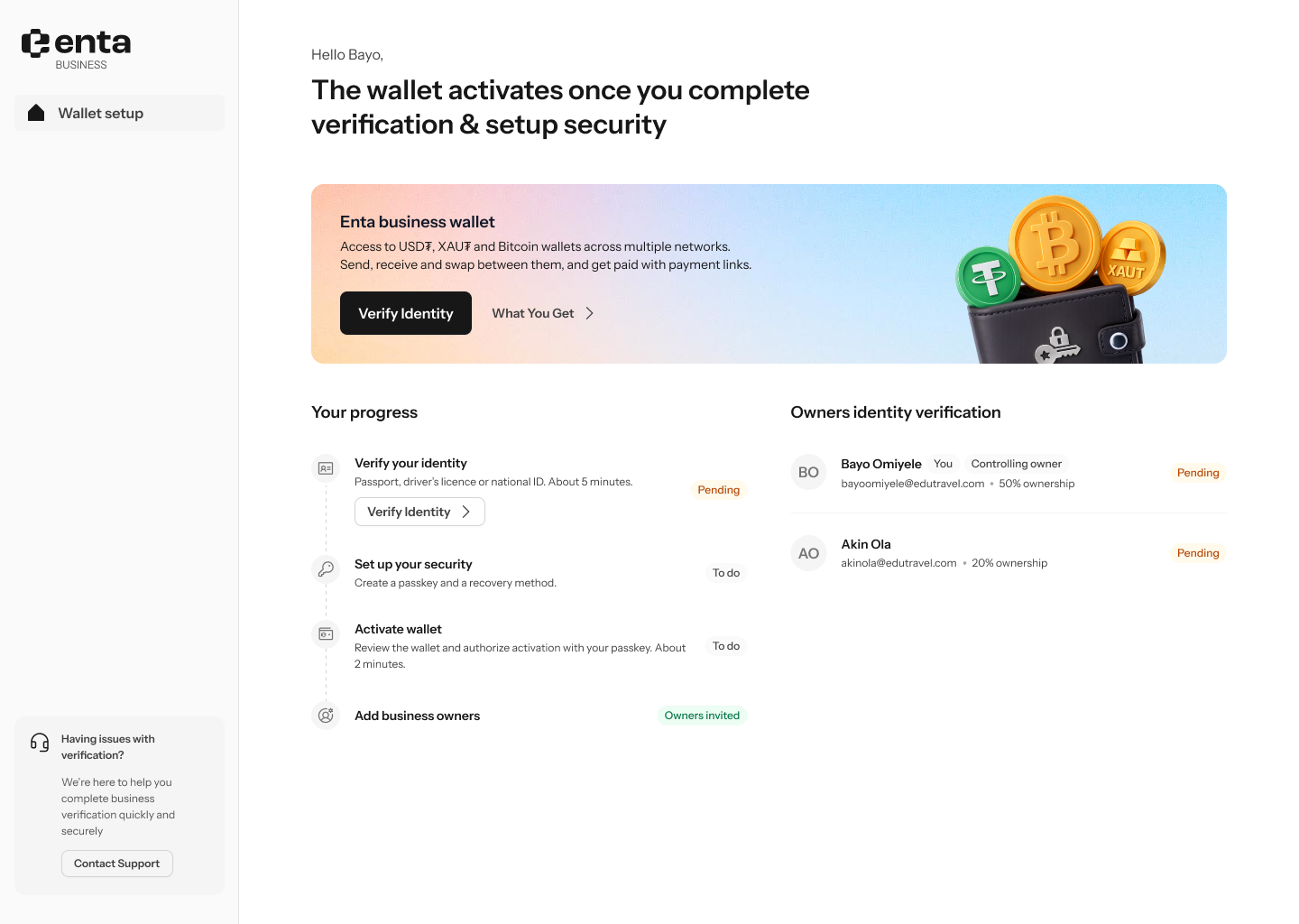 Controlling owner dashboard