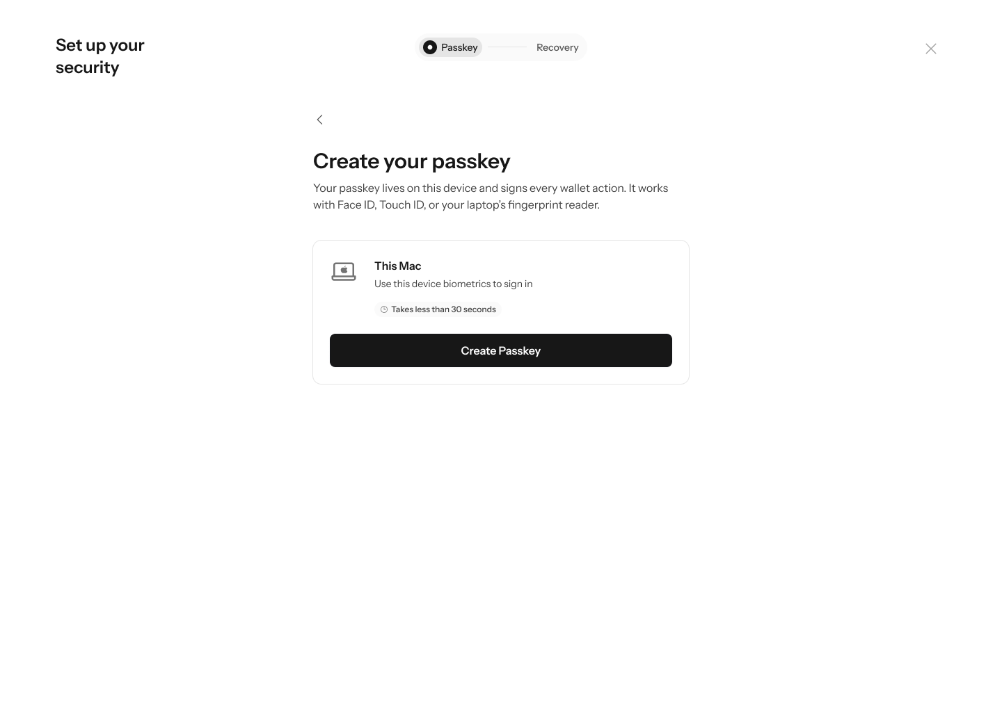 Create your passkey