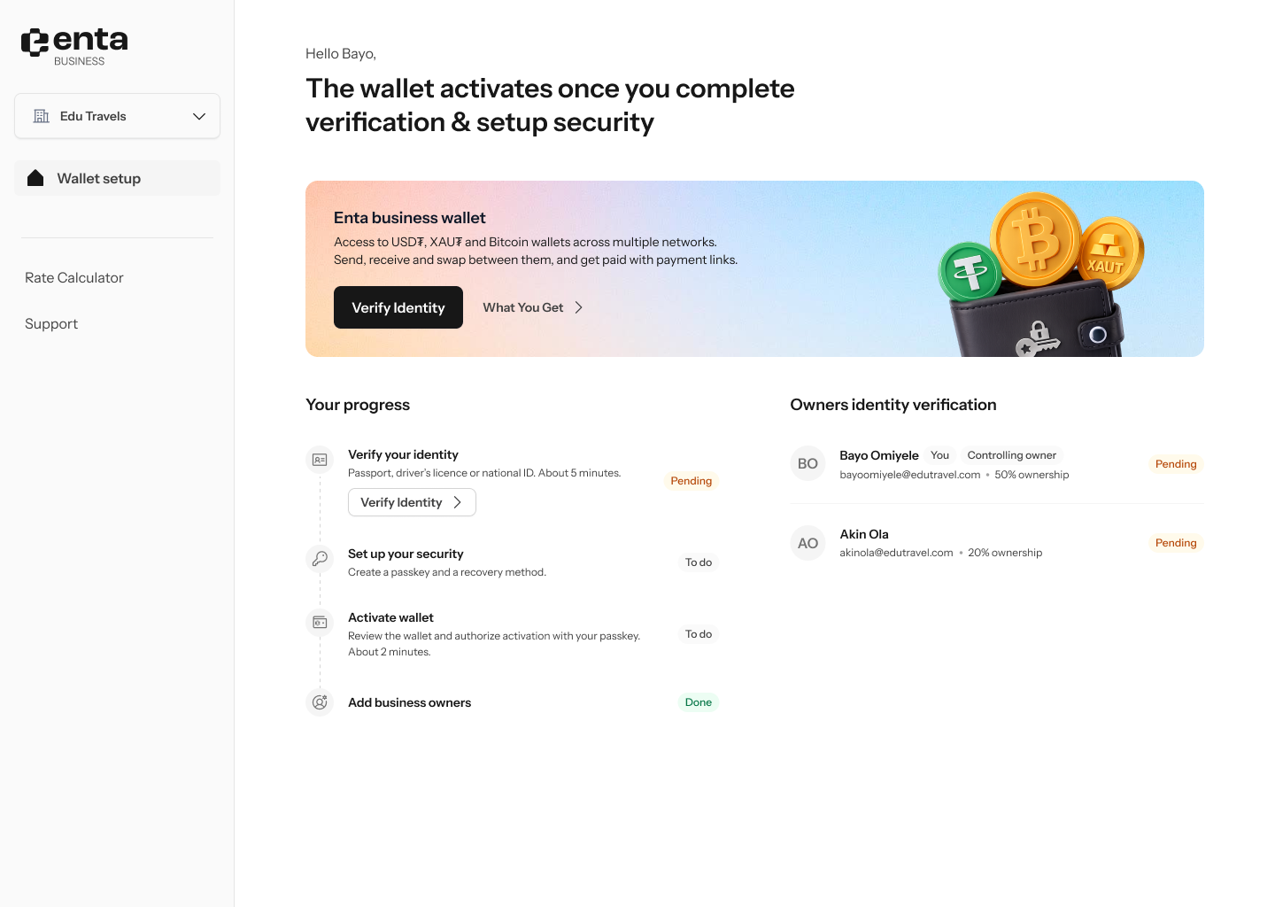 The owner dashboard