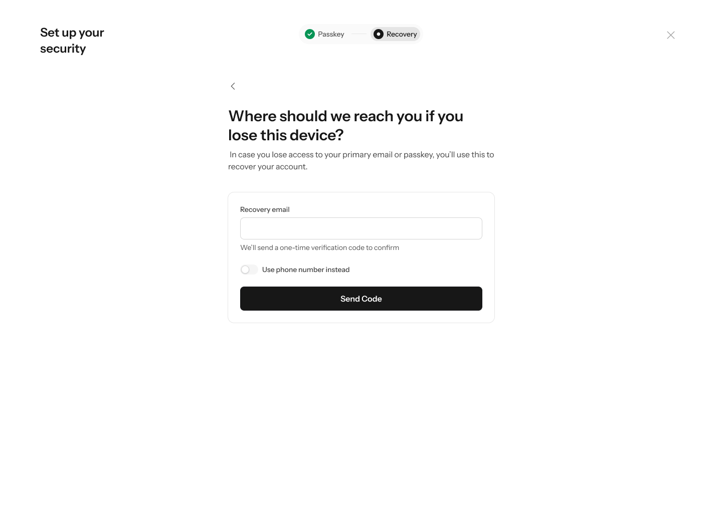 Recovery by email