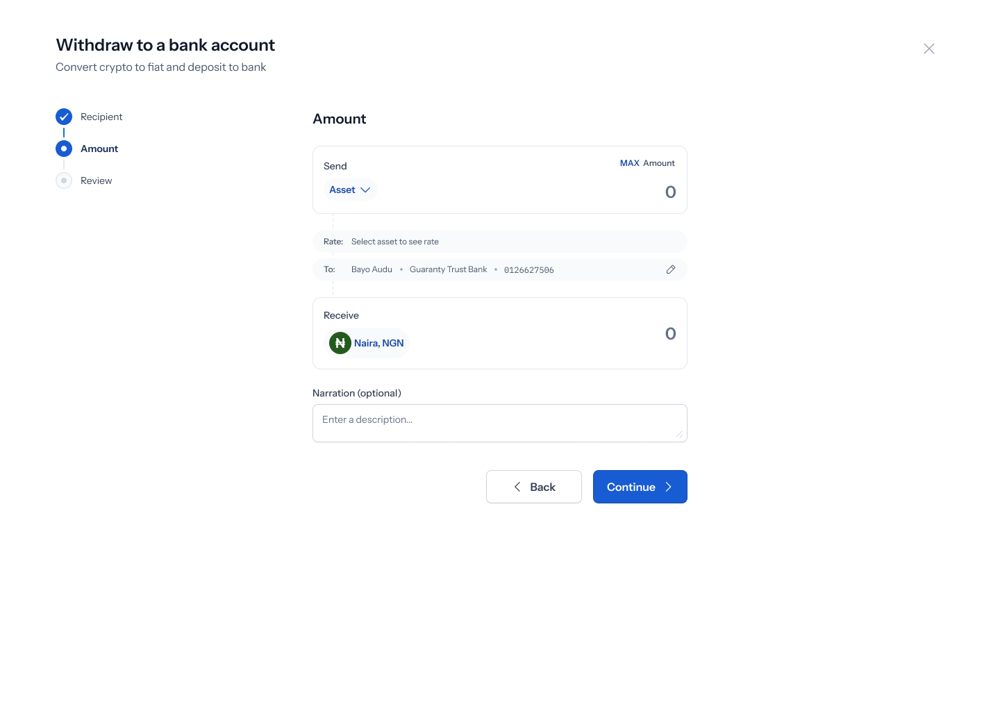 Amount entry