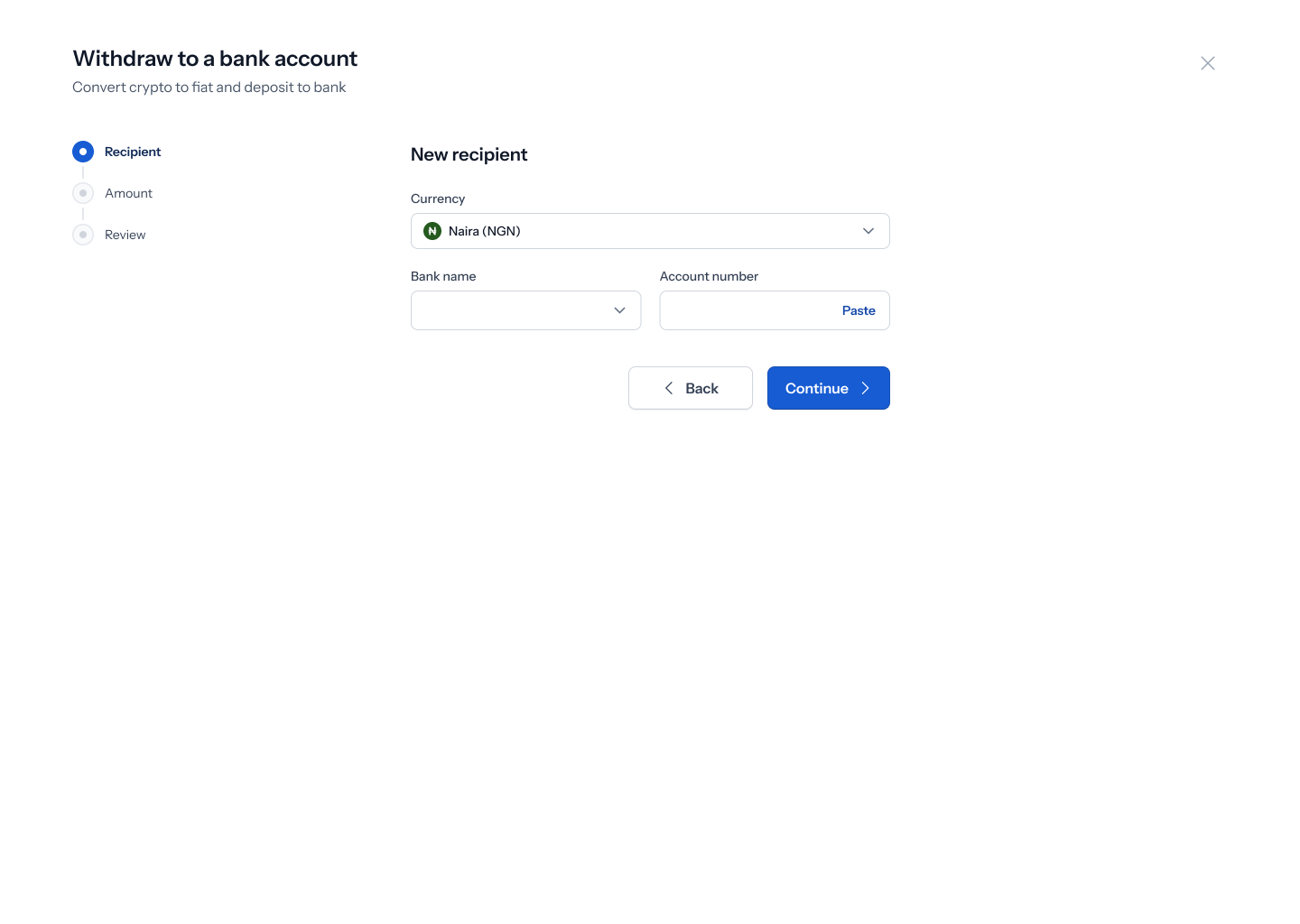 New recipient — NGN form