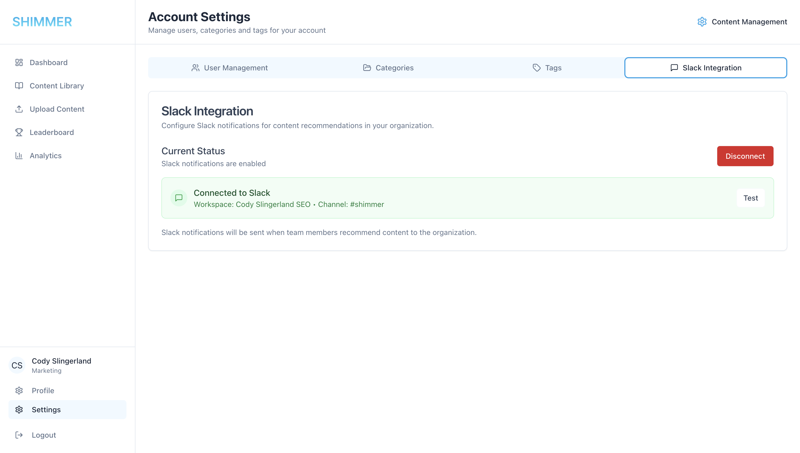 68d1ca8225203de869150521 Shimmer Settings Slack Integration Pn