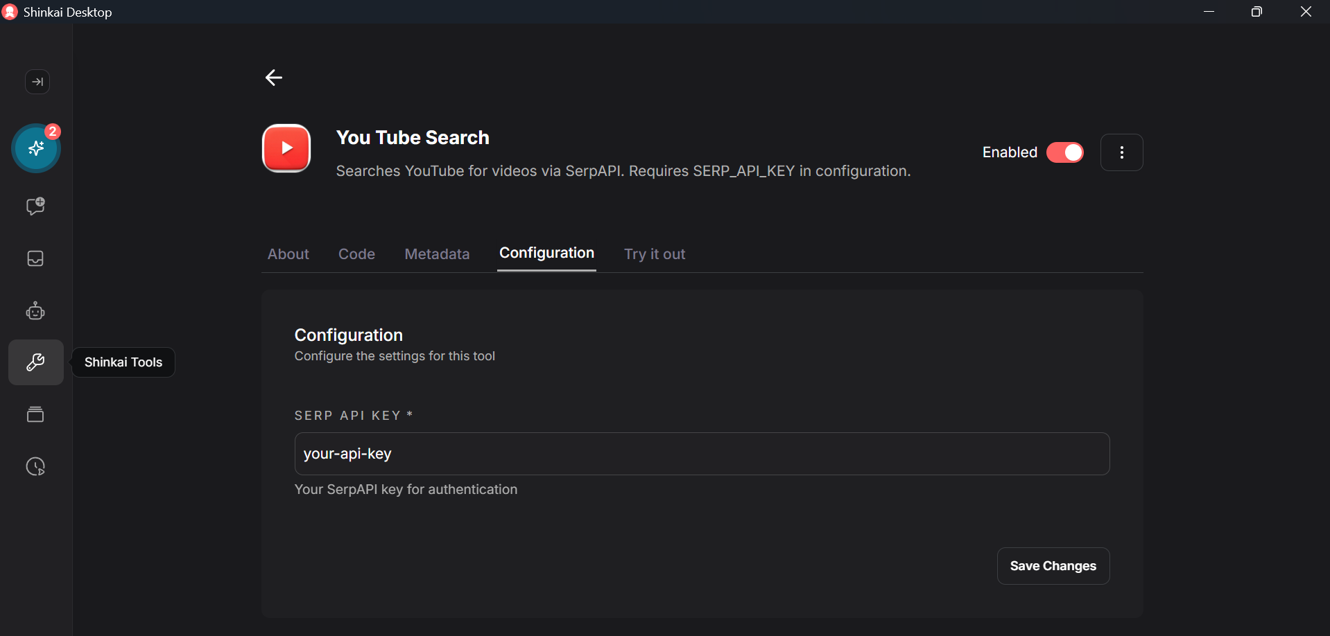 Tool Configuration in Shinkai