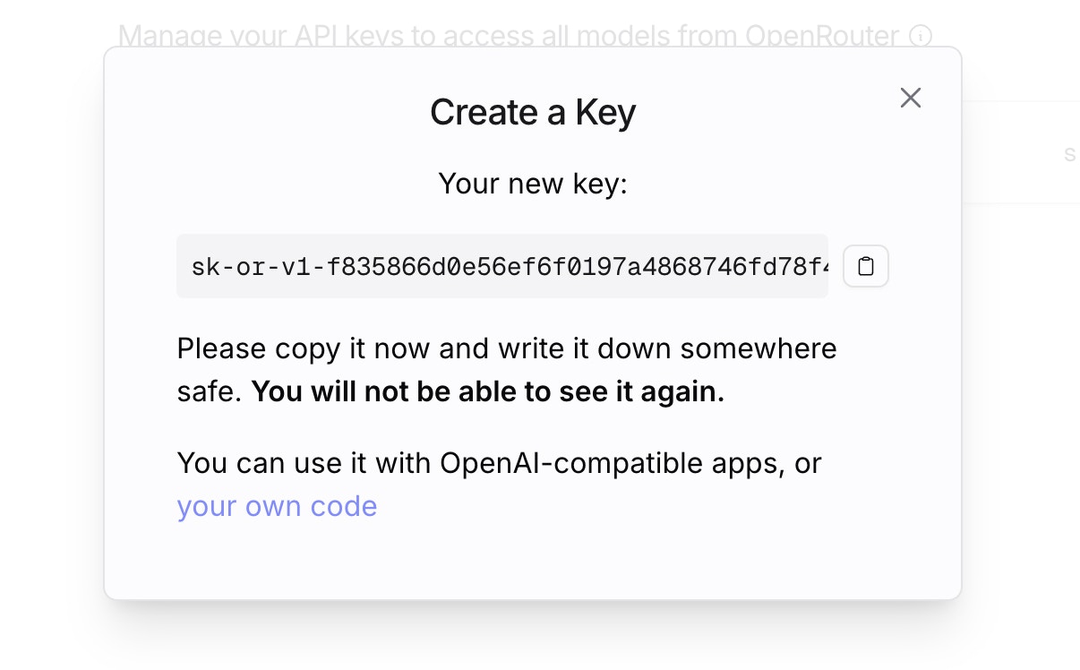 Generate key OpenRouter