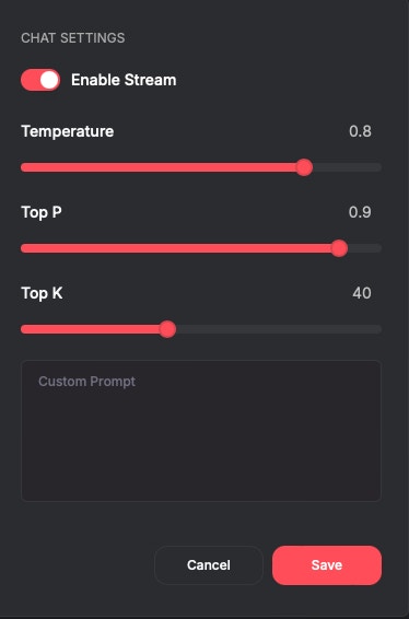 Menu options