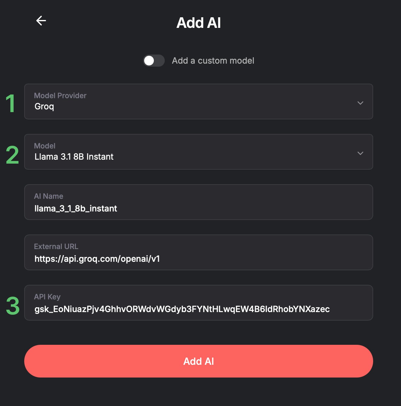 Paste API key in Shinkai