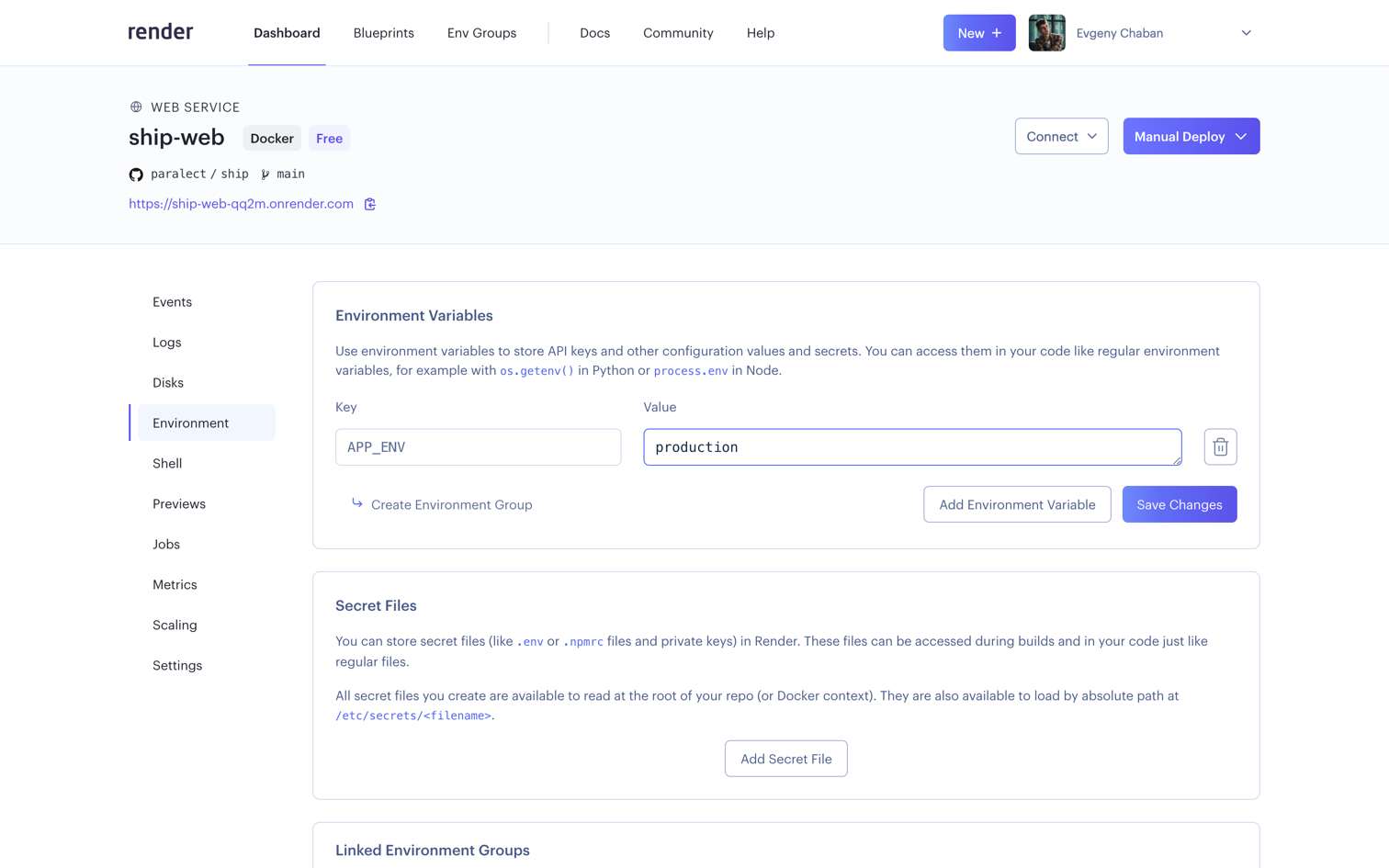Configuration Web Environments