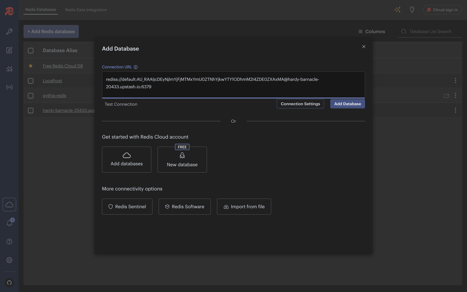 Redis Insight Connection Setup