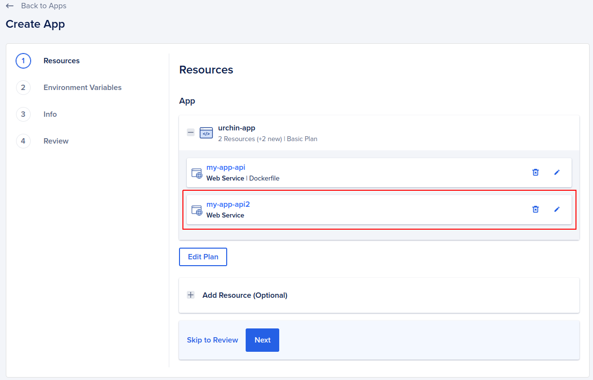 Create app resources