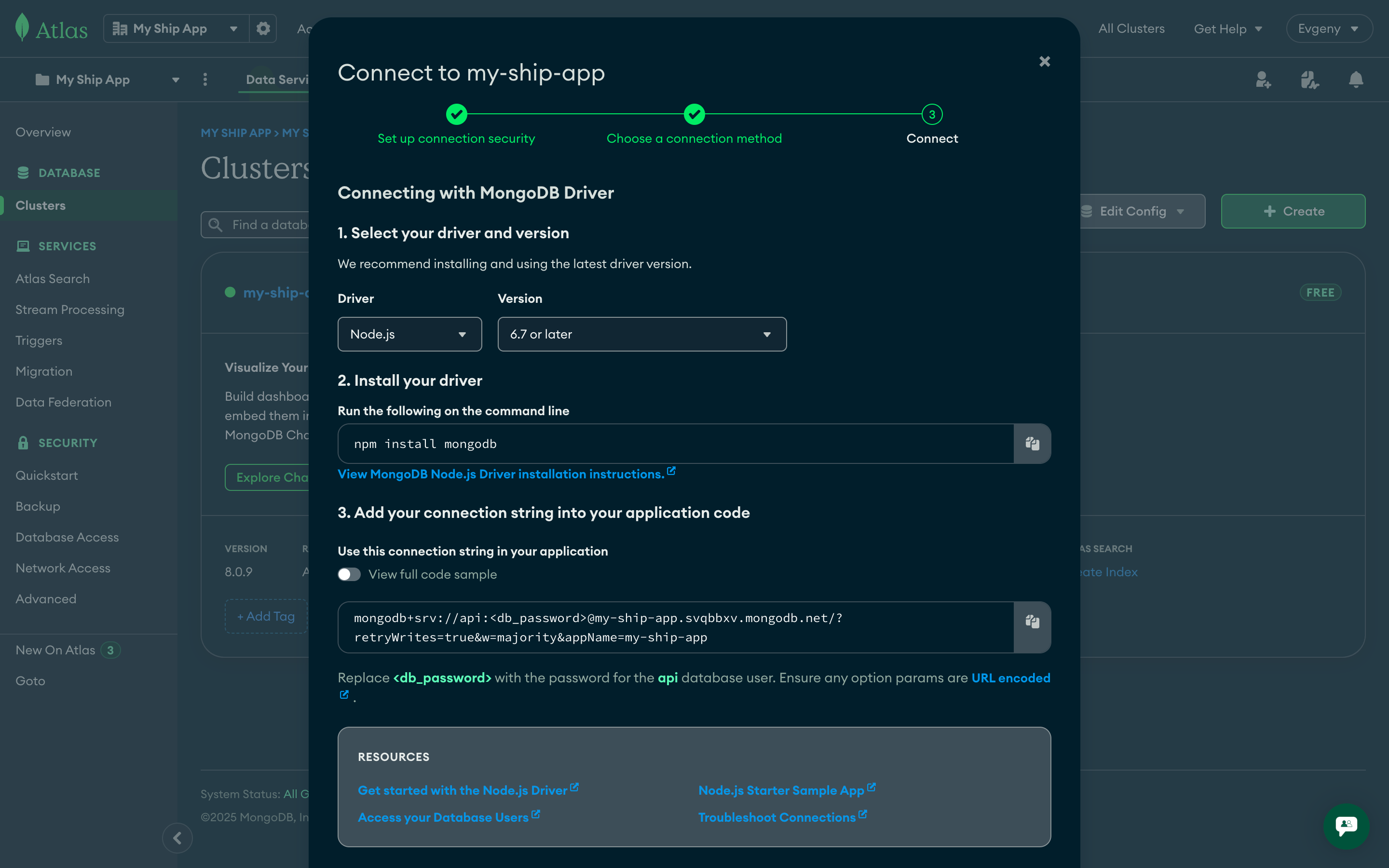 MongoDB connection string