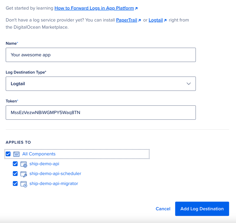 Logs Create Log Forward