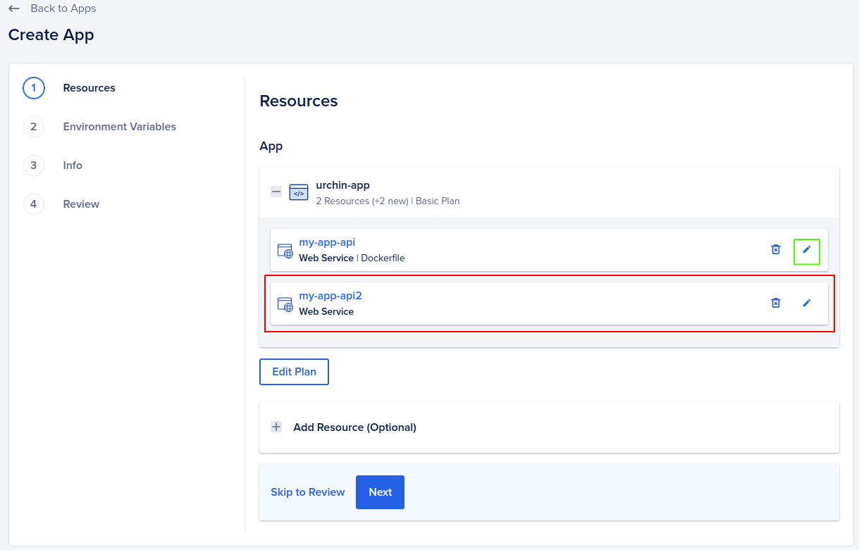 Create app resources
