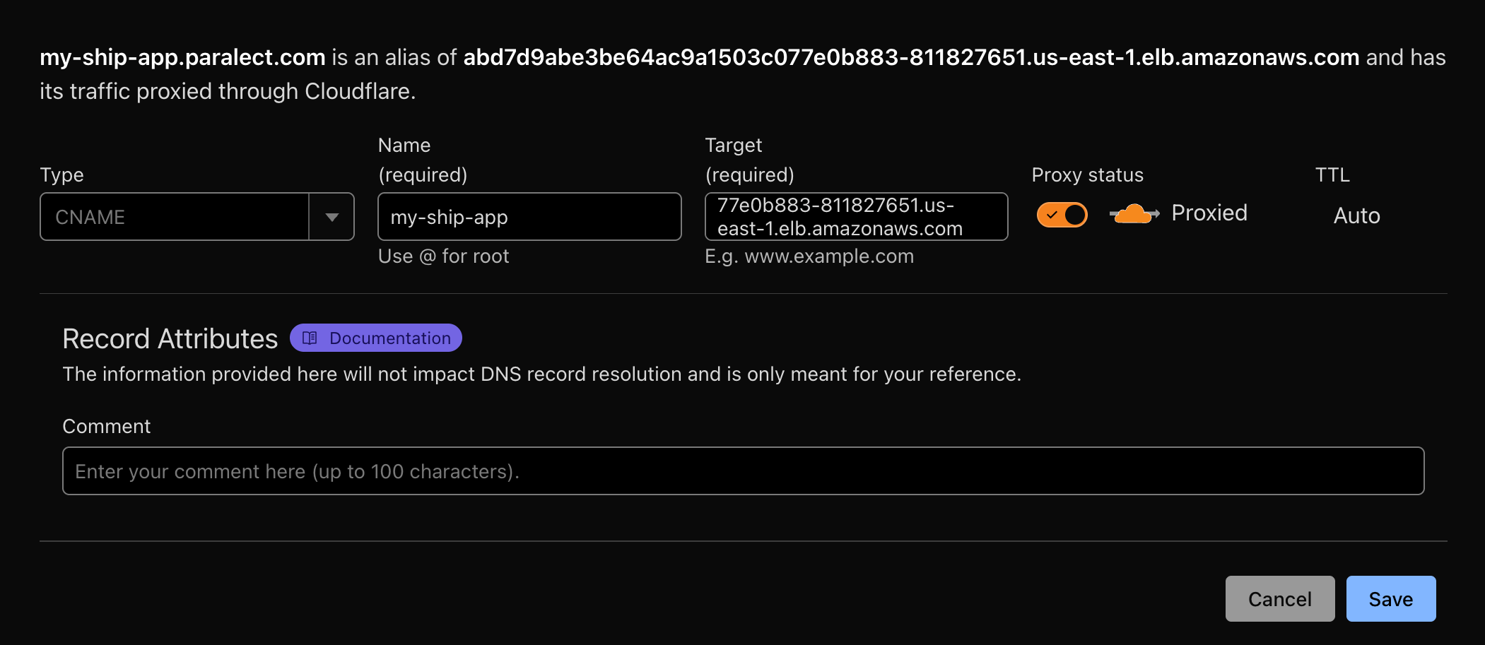 CloudFlare Web DNS Configuration