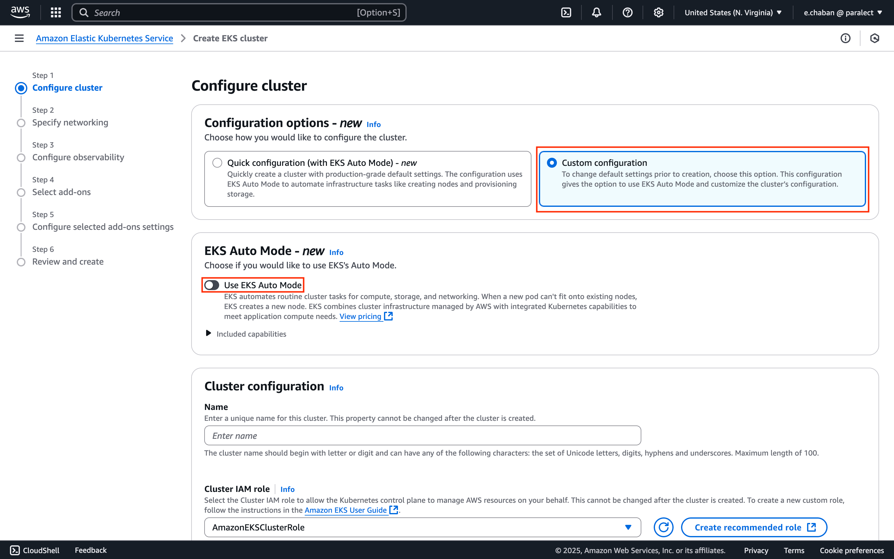 Cluster configuration