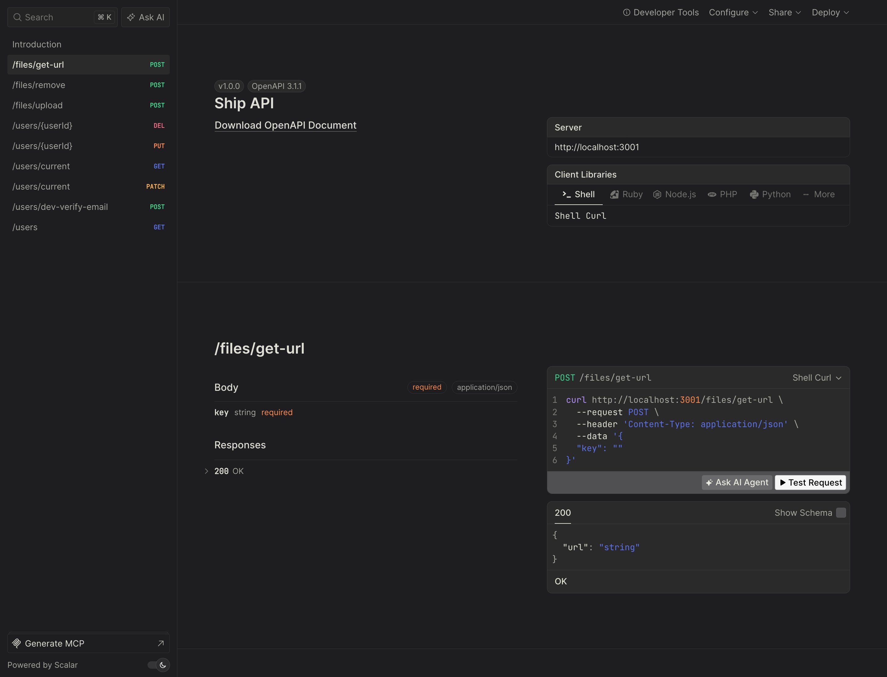 Scalar API reference