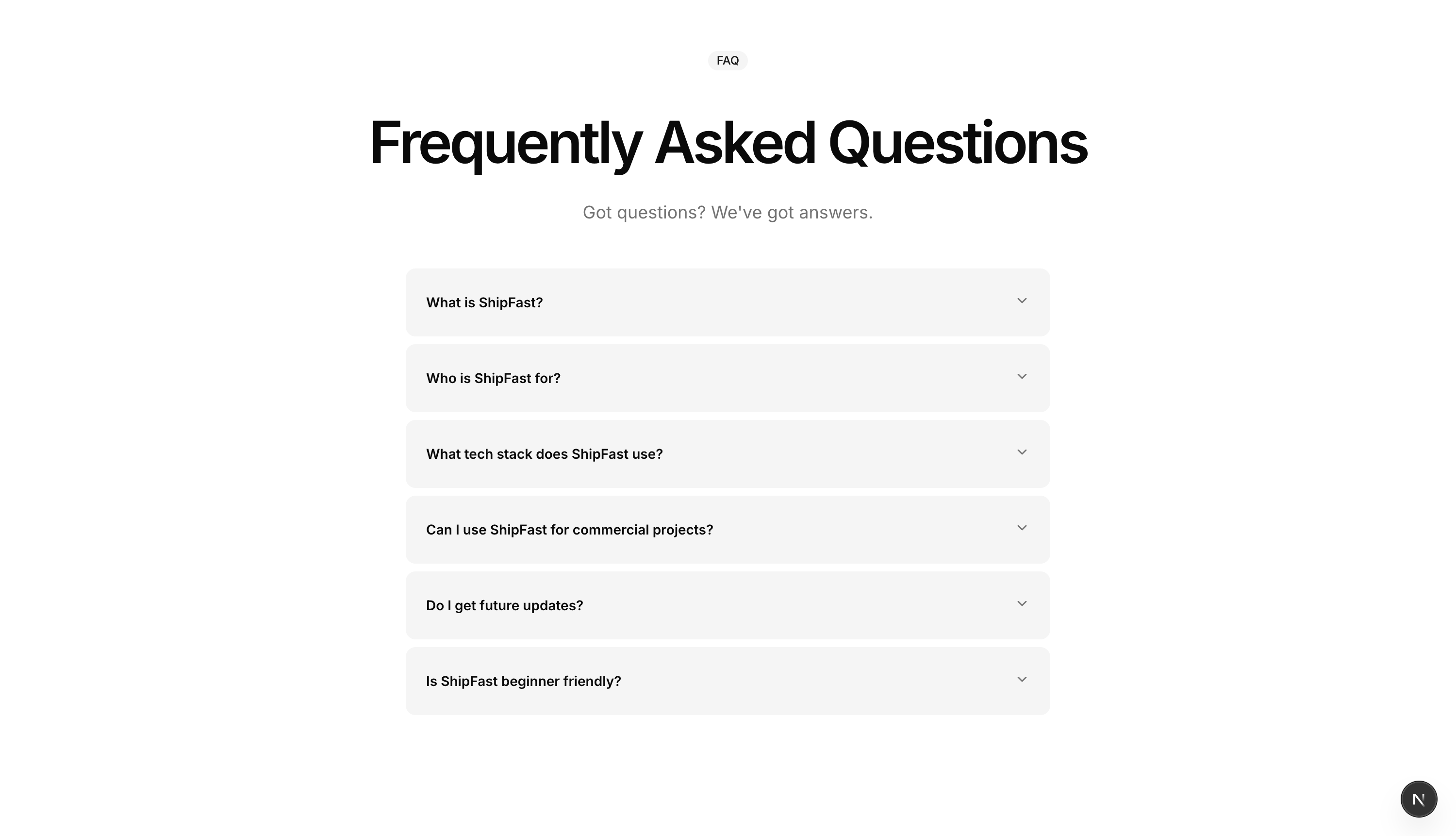 FAQ component preview