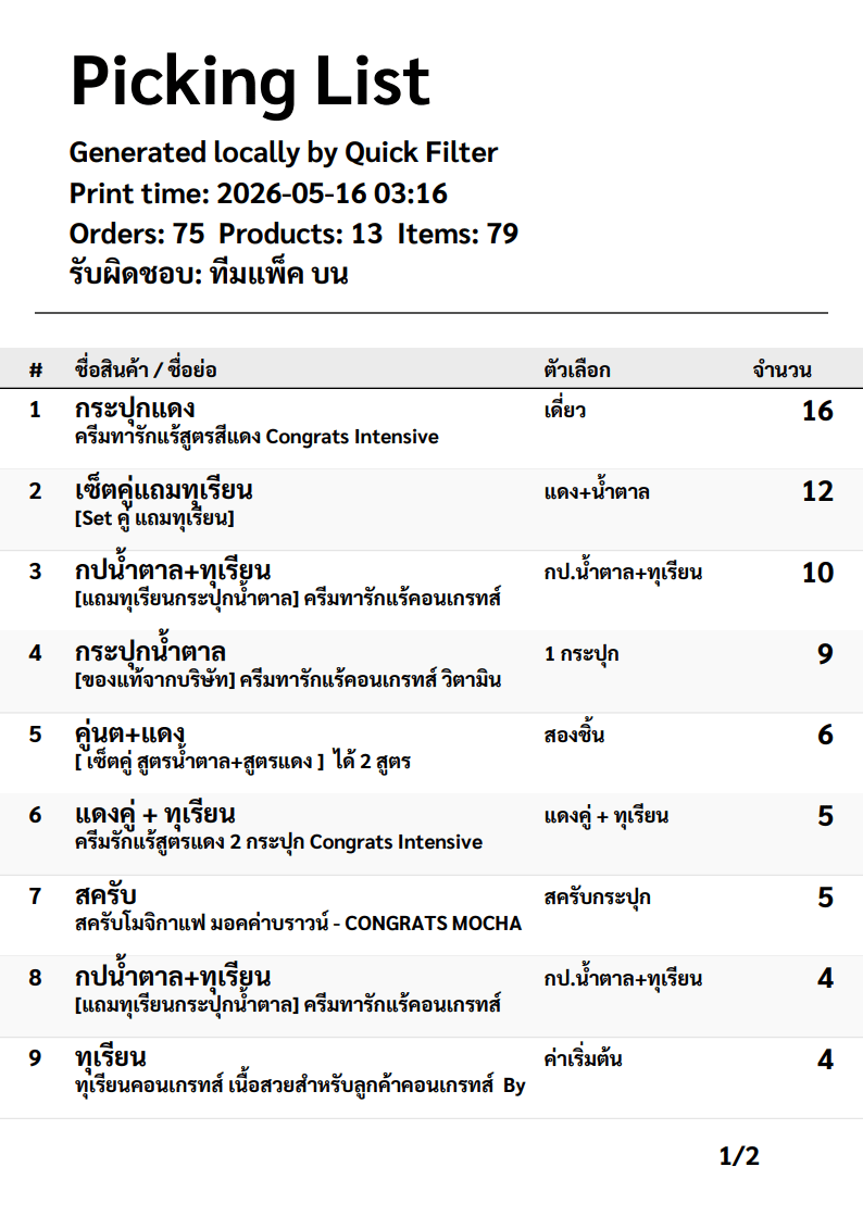 Picking List