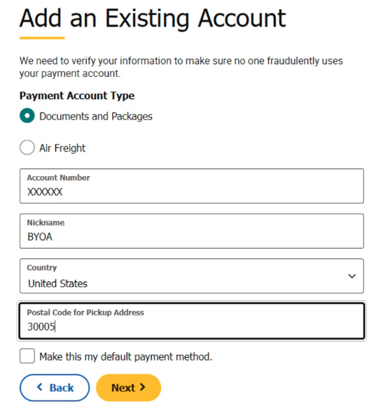 add an account screen