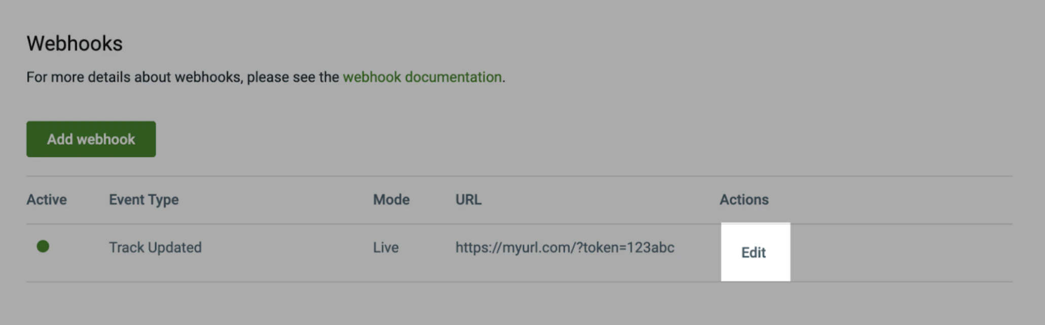 webhook edit button in UI