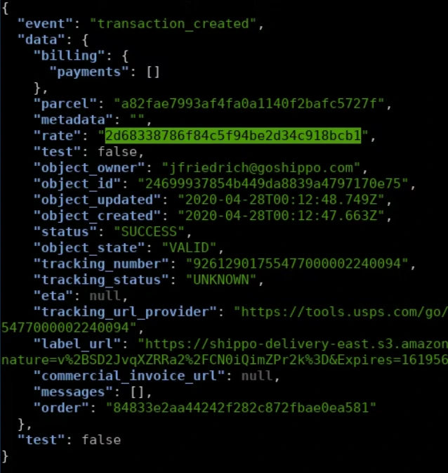 Webhooks Debugging Screenshot