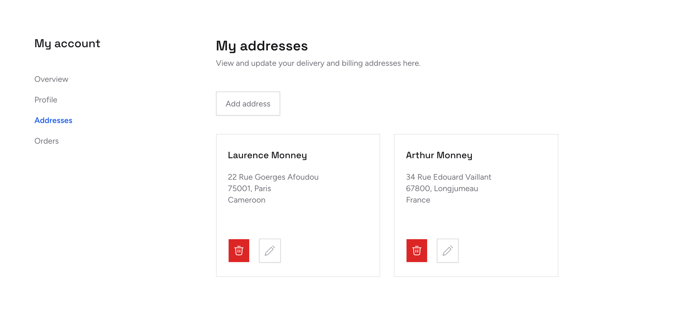 Customer Addresses