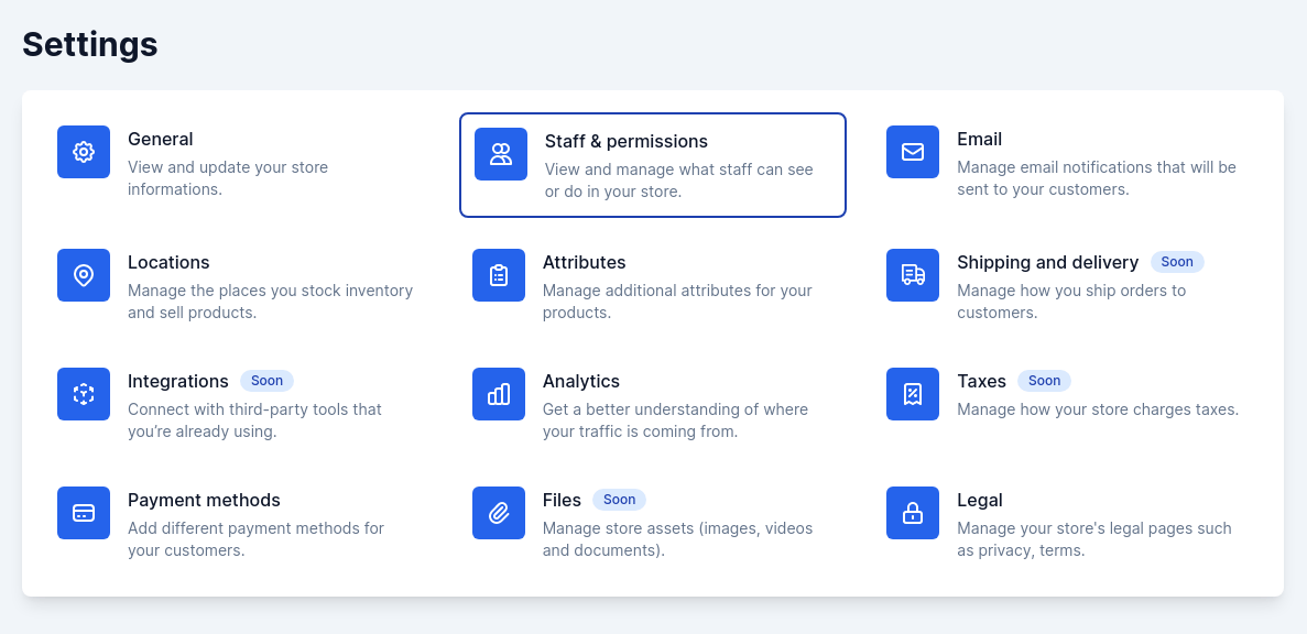 Setting Staff & permissions