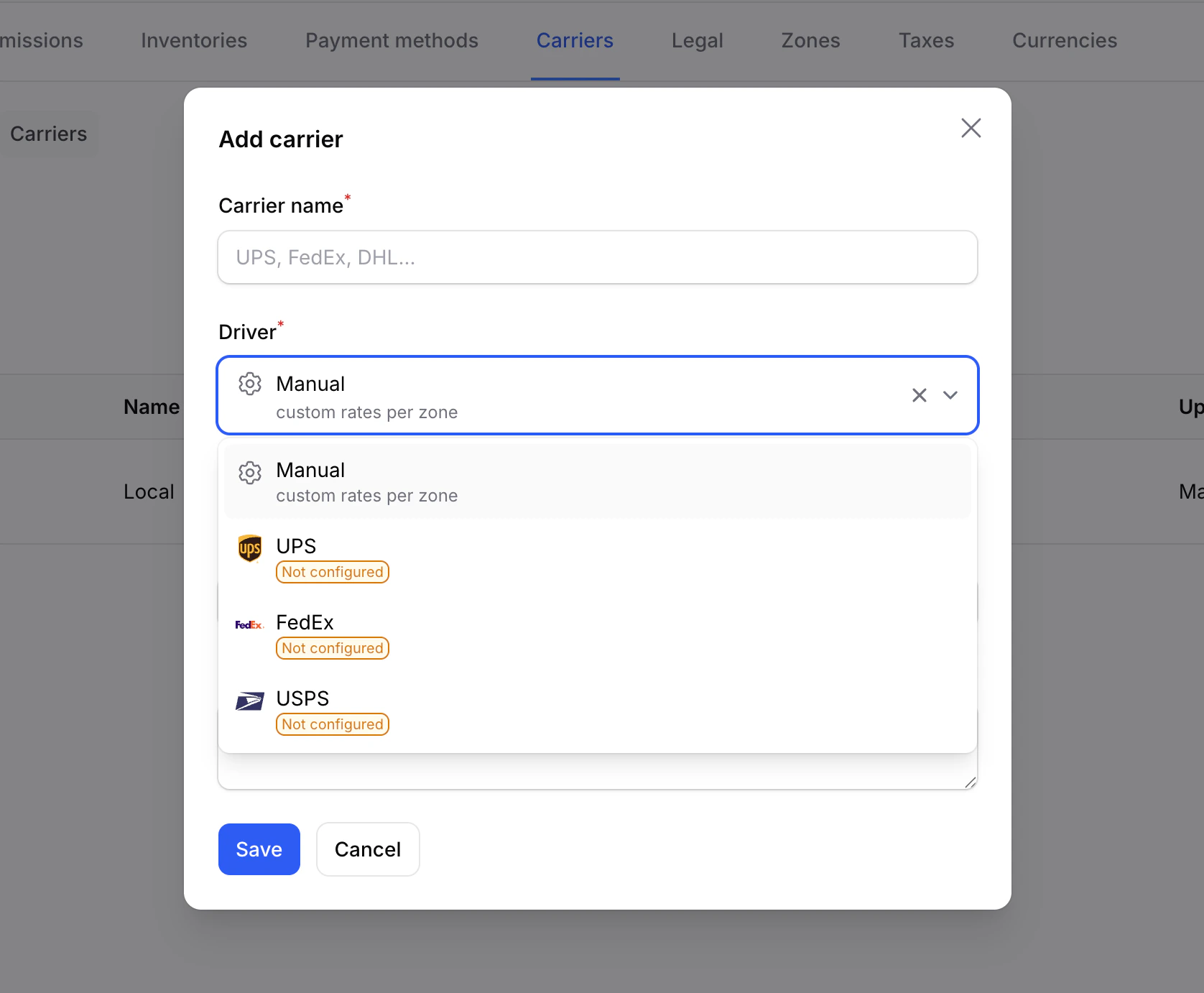 select carrier driver