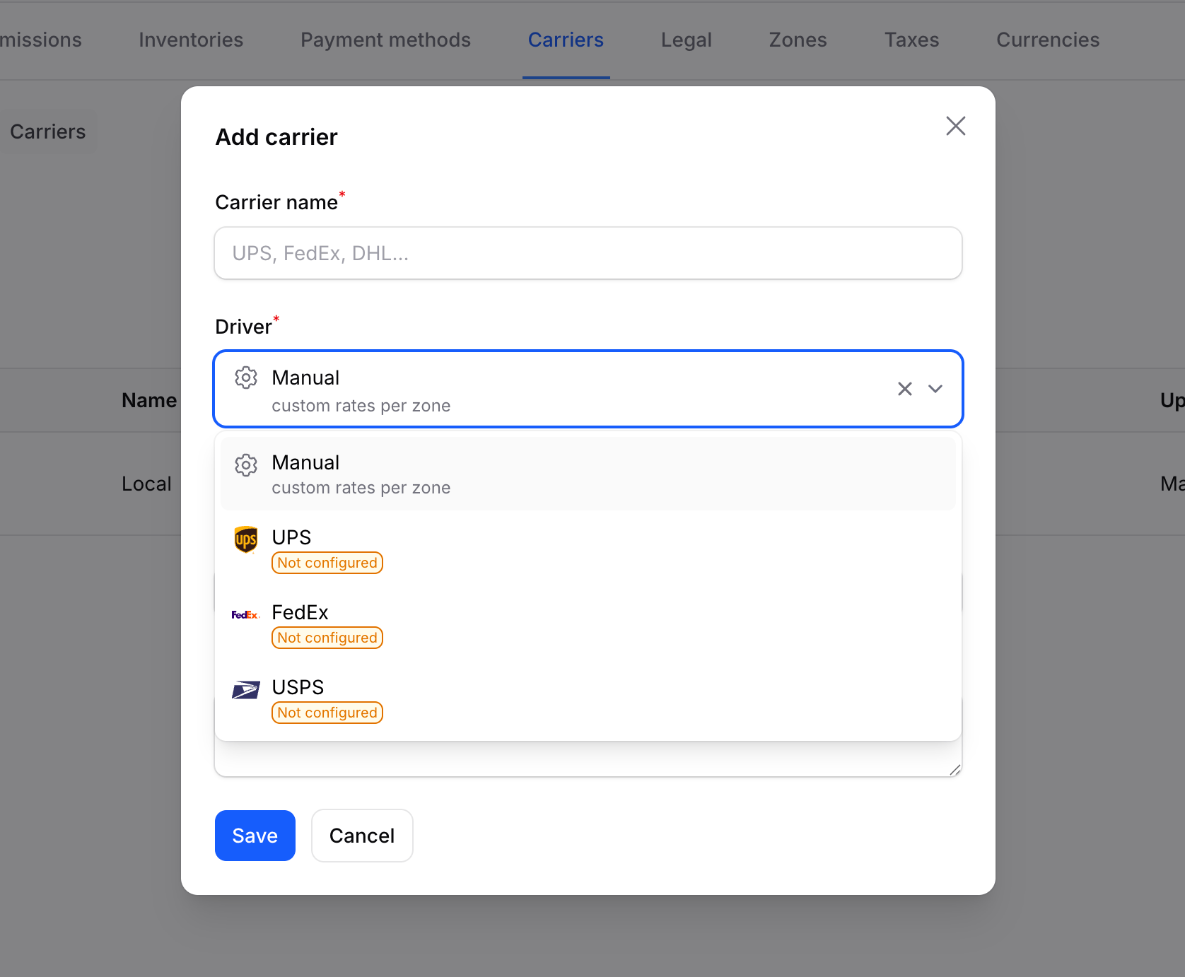 select carrier driver