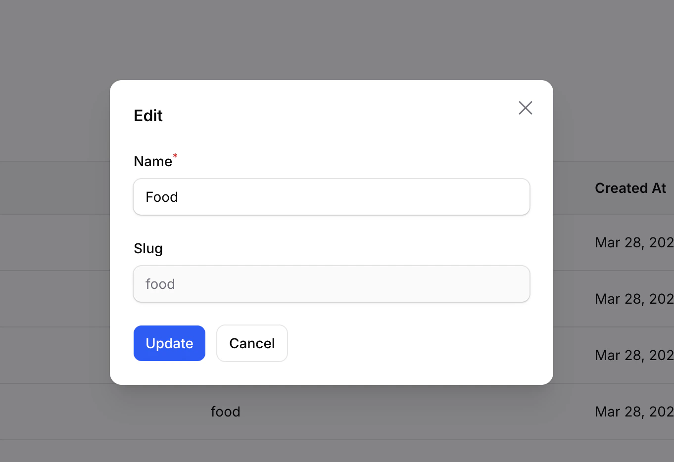 Edit tag form