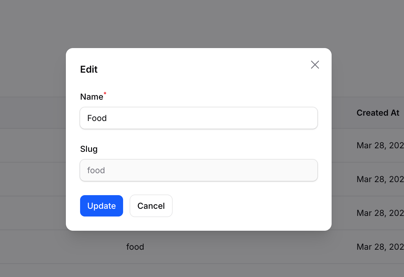 Edit tag form