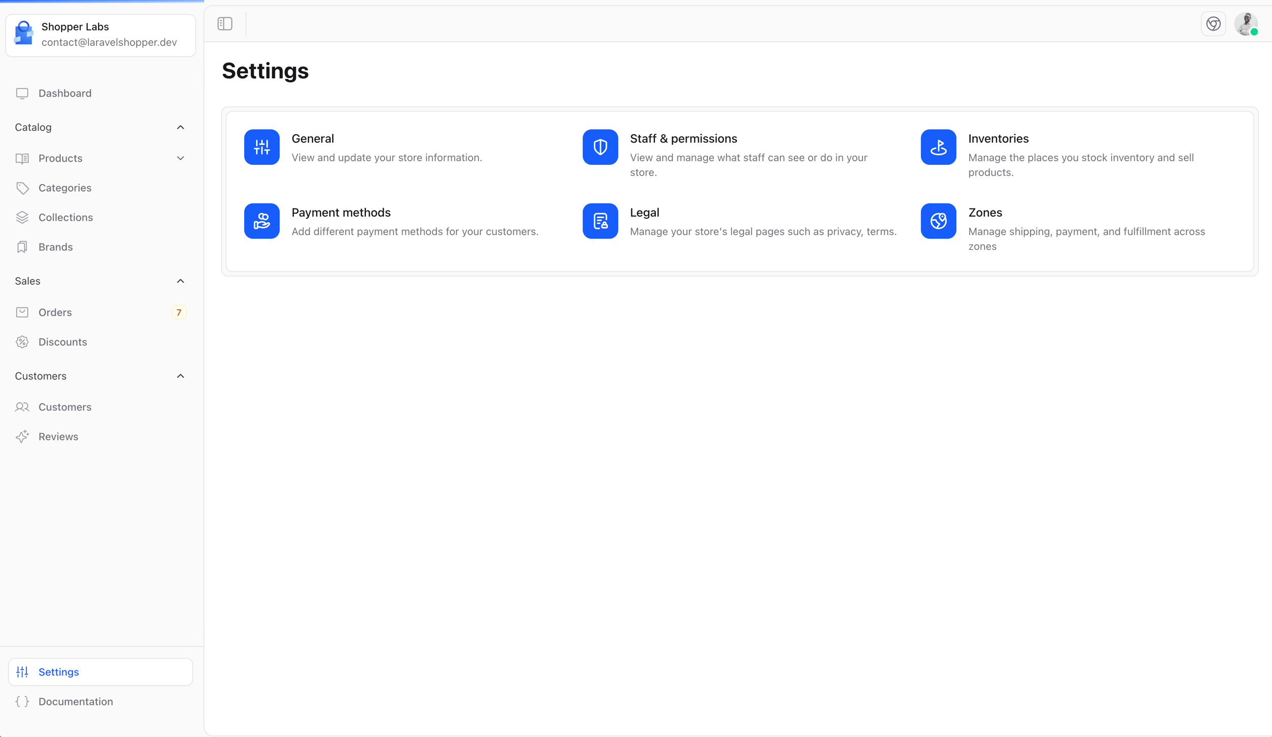 Settings Panel