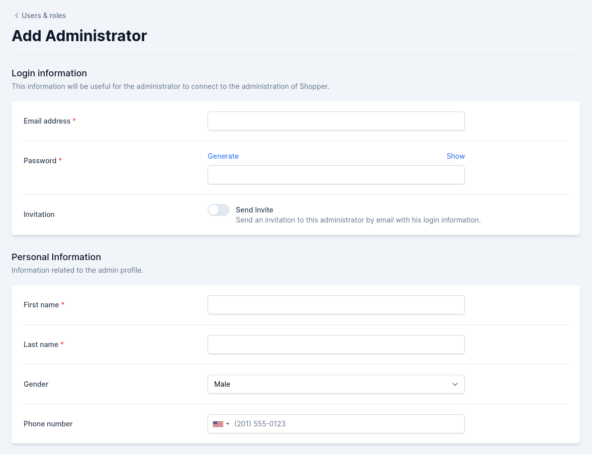add new admin form
