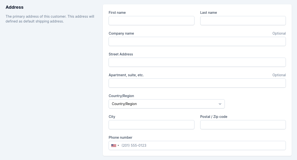 customer address form