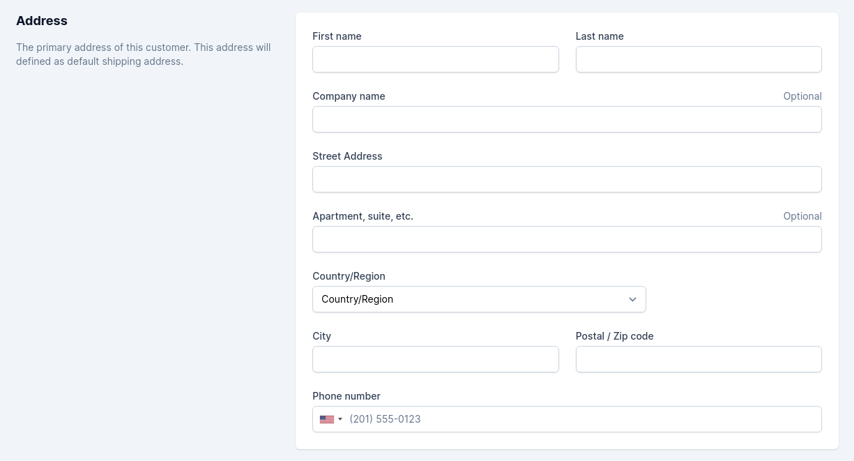 customer address form