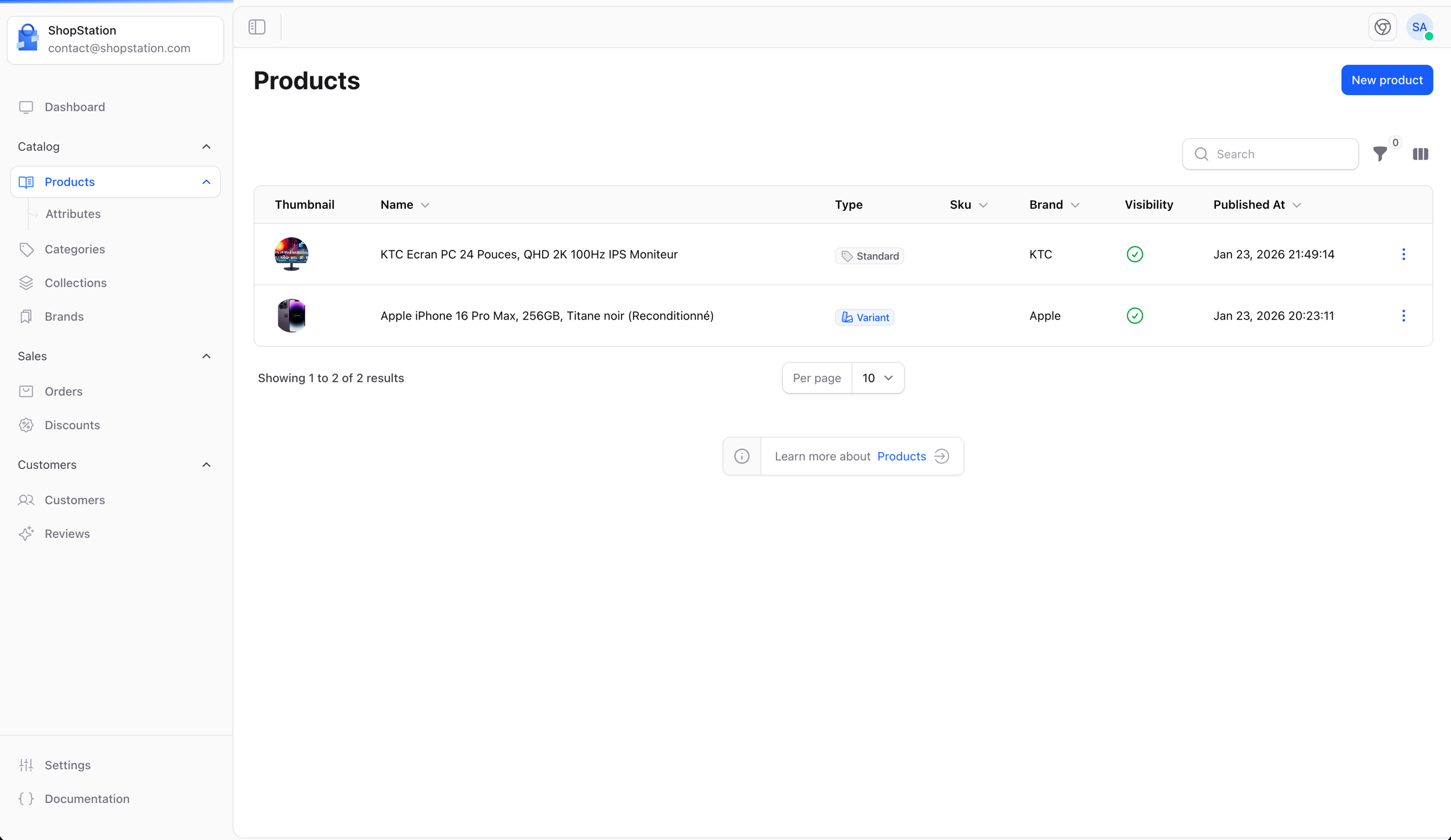 Products List